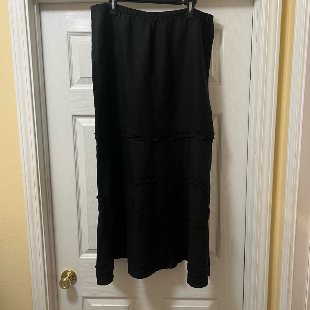 Chic Black Linen Maxi Skirt for Women